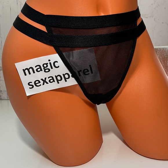 VS S M LUXE STRAPPY CAGED BANDED BIKINI PANTY MESH - Picture 1 of 2